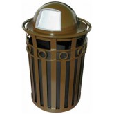 WITT Oakley Collection Decorative Outdoor Waste Receptacle with Dome Top - 40 Gallon, Brown